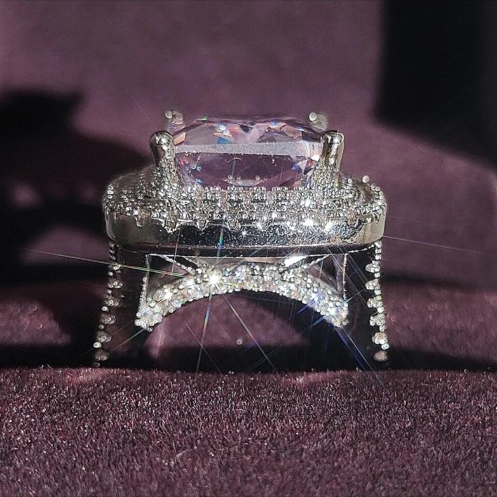 NEW PRINCESS DIAMOND ENGAGEMENT S925 SILVER RING, BEAUTIFUL RING, SHINY RING. - Picture 4 of 7
